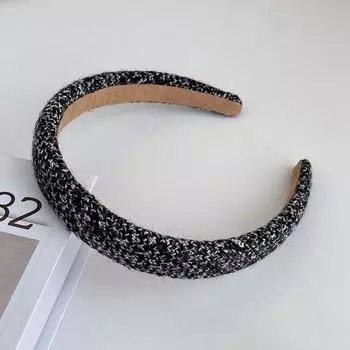 Черные белые решетчатые твидовые ободки для волос, губчатые ободки для женщин и девочек, винтажные обручи для волос, темпераментные ободки для волос, аксессуары Size fits all