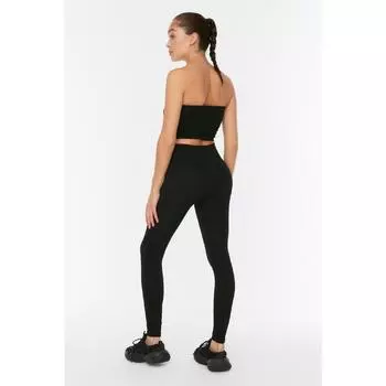 Черные бесшовные спортивные колготки в рубчик во всю длину Twoaw20ta0071