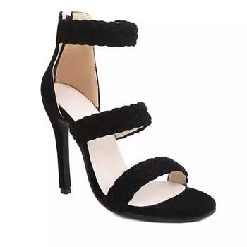 Черные, бежевые женские босоножки на высоком каблуке, большой размер 48 34 чёрный