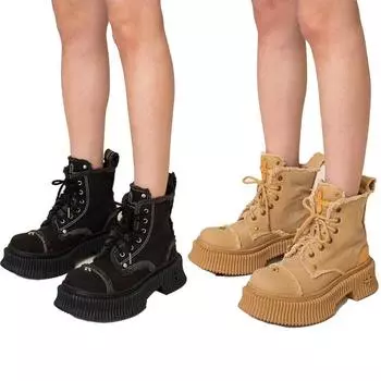 Черные бисквитные ботинки-дезерты с перекрестным цветком, женские модные туфли Martin из выбеленной кожи 37