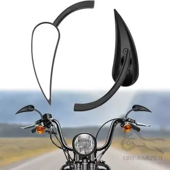 черные боковые зеркала заднего вида для мотоцикла Harley Cruiser Bobber Chopper Dyna Softail, 2 шт.