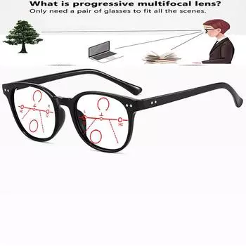 Черные большие круглые винтажные TR90 полноободковые удобные прогрессивные мультифокальные очки для чтения +0,75 до +4 +0.75 коричневый