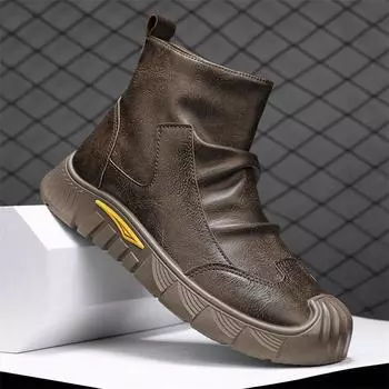 Черные ботинки для мужчин, модные кожаные ботинки на платформе, ботильоны для активного отдыха, удобные мягкие мужские ботинки для мотоциклистов Botas Hombre Piel 39 хаки