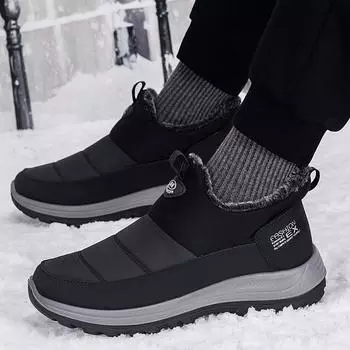 Черные ботинки для женщин, зимние ботинки для снега, мужские повседневные ботинки без застежек, теплые меховые удобные кроссовки, нескользящие ботинки для мужчин 35 красный
