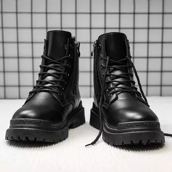 Черные ботинки, мужские классические кроссовки, мужская модная уличная обувь, мужские ботильоны на платформе 2023, мужские ботильоны на платформе 2023 39 чёрный
