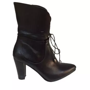 Черные ботинки на шпильке из натуральной кожи маленького и большого размера