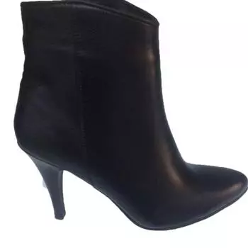 Черные ботинки на шпильке из натуральной кожи маленького и большого размера