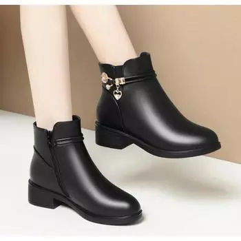 Черные ботинки, теплые плюшевые женские полусапожки, зимние женские ботильоны, расшитые бисером и кристаллами, на молнии, женская обувь на платформе, женская обувь Челси 38