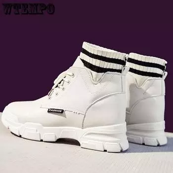 Черные ботинки Женская обувь Ботинки Универсальные ботильоны в британском стиле 35 бежевый