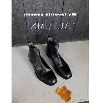 Черные британские ботинки Martin из коровьей кожи, женские, с круглым носком, ручной работы, в стиле ретро, ботинки Chelsea, женские короткие ботинки 35