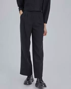 Черные брюки-палаццо со складками