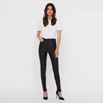 Черные брюки с эффектом кожи Женские VERO MODA S чёрный