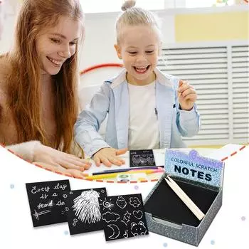 Черные бумажные карточки для заметок - блокноты для рисования для девочек и мальчиков, сувениры на день рождения для детей от 3 лет и старше One Size