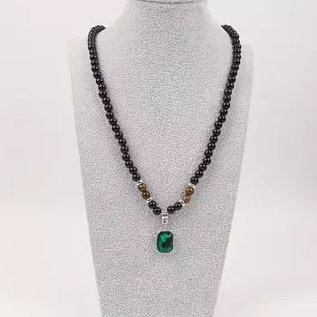 Черные бусины с квадратным кулоном ожерелье для мужчин модные аксессуары ювелирные изделия мужской подарок украшение