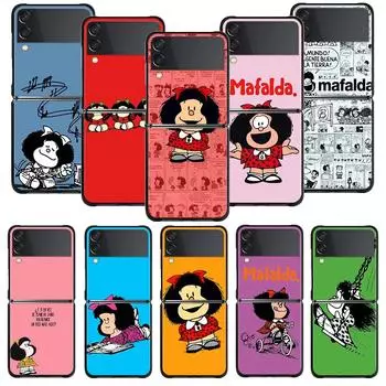 Черные чехлы Mafalda для телефона, жесткий ПК для Samsung Galaxy Flip Z Flip3 5g Zflip3 Zflip Samsung Z Flip3 5G