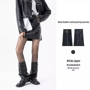 «Черные чехлы на ноги в стиле панк 2000 года на молнии – модные носки под ботинки в стиле мотоцикла» One Size чёрный