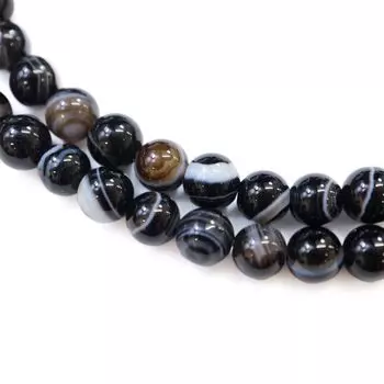 Черные черные бусины из агата для серии 6 мм 62 Power Handmade Sparkling Punpun Maru [натуральный камень] Оникс, агат, браслет, [прибл.. бусины] Камень,