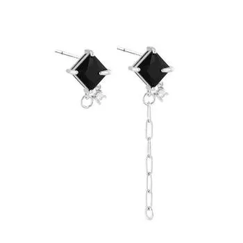 Черные циркониевые асимметричные серьги, новогодний трендовый нишевый дизайн, чувство высокого класса, холодный стиль для женщин