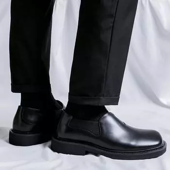 Черные деловые мужские кожаные туфли Классические джентльменские элегантные туфли для отдыха на природе, деловых вечеринок, офиса и свадьбы 38 чёрный