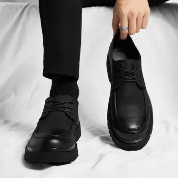 Черные деловые мужские туфли Модный минималистичный стиль Для отдыха, бизнеса, вечеринок Повседневная офисная обувь для взрослых Лидер продаж Новые модели 38 чёрный