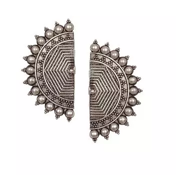 Черные длинные оксидированные серьги-кольца thnic