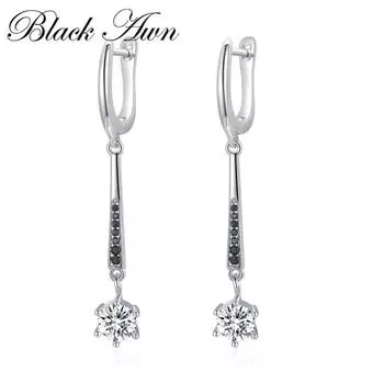 Черные длинные серьги-подвески Black Awn