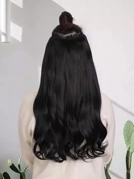 Черные длинные вьющиеся крупные волнистые цельные синтетические волосы для наращивания 20inch