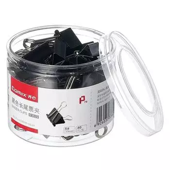 Черные длинные зажимы для папок Comix, металлический зажим для хвоста, разные размеры, держатель для папок с билетами, для бизнеса, офиса, школы, семьи, принадлежности