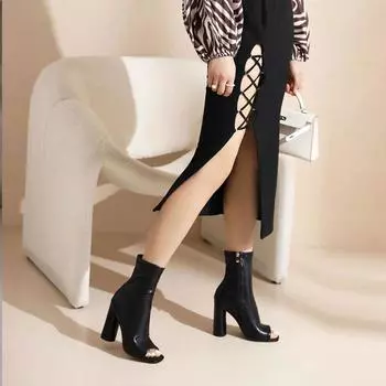 Черные дышащие ботильоны на очень высоком каблуке, танцевальная обувь для джаз-латиноамериканских танцев, туфли на платформе с открытым носком и застежкой-молнией, модные женские туфли для вечеринок 35