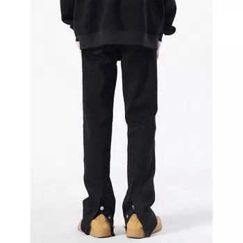 Черные джинсы с грудью в американском стиле ретро, мужские эластичные длинные брюки в уличном стиле 2XL чёрный