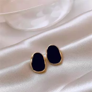 Черные Геометрические серьги-гвоздики для женщин Свадебная вечеринка Классические украшения Геометрические Металлические серьги