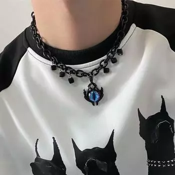 Черные готические подвески в виде глаза дьявола для мужчин и женщин, легкие геометрические ожерелья в стиле хип-хоп Spice Girl чёрный
