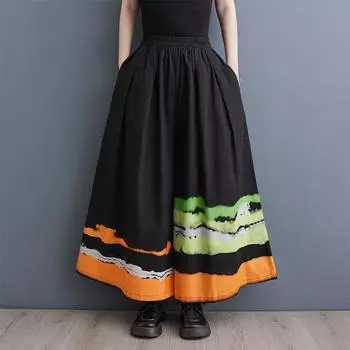 Черные хлопковые винтажные повседневные свободные брюки с высокой талией на весну, лето и осень, женские брюки с широкими штанинами