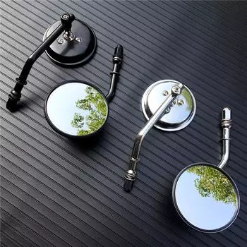 Черные/хромированные мотоциклетные зеркала с резьбой 8 мм, зеркало заднего вида для Harley XL 883 Road King CB400 GN250