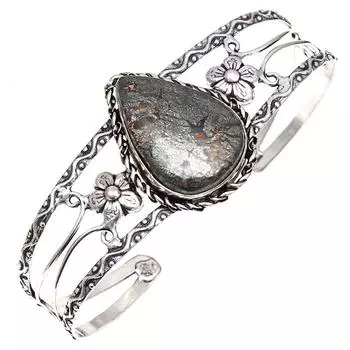 Черные ископаемые драгоценные камни ручной работы браслеты-манжеты 7 регулируемые