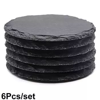 Черные каменные бары, наборы подставок из сланца, лазерная гравировка, изолированные тарелки, элегантный домашний декор, доступно несколько вариантов