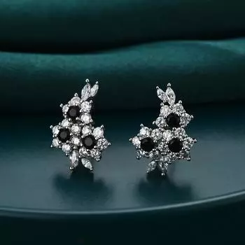 Черные каменные женские серьги Snowflower с дизайном из камня, трендовые готические аксессуары оптом, серьги-гвоздики для женщин