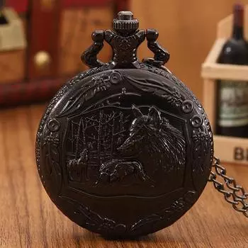 Черные карманные часы для мужчин. Модные кварцевые часы с цепочкой-ожерельем, идеальный выбор для подарков мужчинам и женщинам.