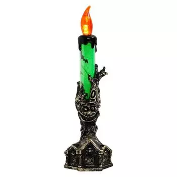Черные конусные беспламенные свечи на батарейках, светодиодные свечи в подсвечнике с держателем и 3D пламенем One Size зелёный