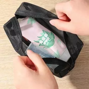 Черные косметички, маленькие, большие, сетчатые, прозрачные, органайзеры для косметики, пеналы для хранения, Neceser Pouch A1PCS чёрный