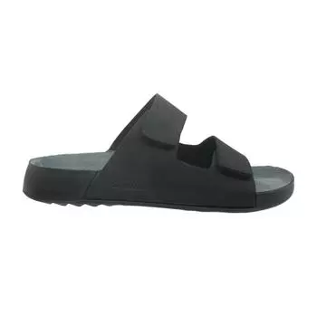 Черные кожаные мужские ежедневные анатомические тапочки M7011NS