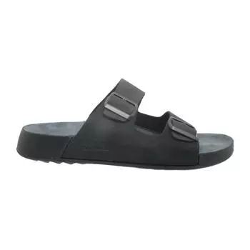 Черные кожаные мужские ежедневные анатомические тапочки M7013NS