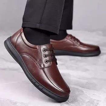Черные кожаные мужские туфли-оксфорды на шнуровке, повседневные, деловые, формальные, модельные туфли, дизайнерские мокасины для взрослых, кожаные туфли без застежек для вождения 38 чёрный