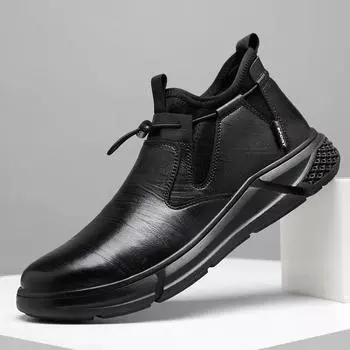 Черные кожаные мужские водонепроницаемые ботинки, рабочая защитная обувь, мужские кроссовки со стальным носком, износостойкие, неразрушимые ботинки 37 чёрный