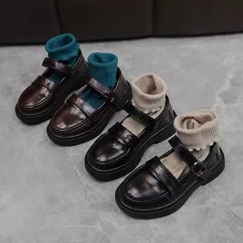 Черные кожаные туфли для девочек, осенние новые детские туфли в академическом стиле на мягкой подошве, корейское издание, маленькие одинарные туфли, туфли принцессы Мэри Джейн 27 коричневый