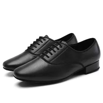 Черные кожаные туфли для латинских танцев самба, сальса, танго для мужчин, обувь по современным стандартам, уличная обувь 38 чёрный