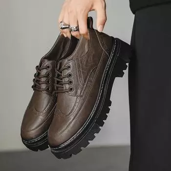 Черные кожаные туфли мужские туфли 2025 новые ботинки Martin в британском стиле костюм мягкая подошва мужские повседневные деловые туфли 39 чёрный