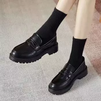 Черные кожаные туфли Удобные одинарные туфли 35 чёрный