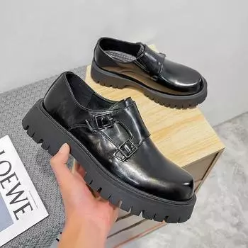 Черные кожаные туфли в гонконгском стиле 45, повседневные мужские туфли с круглым носком, маленькие кожаные туфли большого размера, повседневные мужские туфли 2138-T 38 чёрный