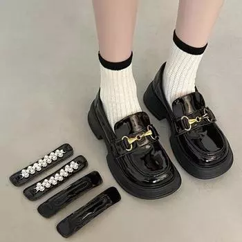 Черные кожаные туфли в стиле ретро на толстой подошве 35